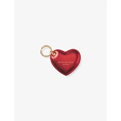 Aspinal Of London Womens Tinsel Red Heart Logo-embossed Leather Keyring