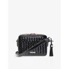 Aspinal Of London Womens Interlock-weave Leather Camera Bag Black In Black