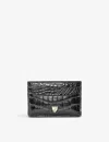 Aspinal Of London Womens Black Slim Croc-embossed Leather Credit Card Case In Black