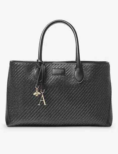 Aspinal Of London Womens Black London Interwoven Leather Tote Bag