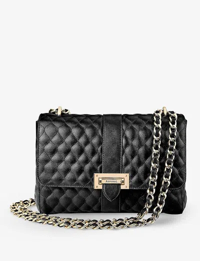 Aspinal Of London Womens Black Lottie Large Quilted Leather Shoulder Bag
