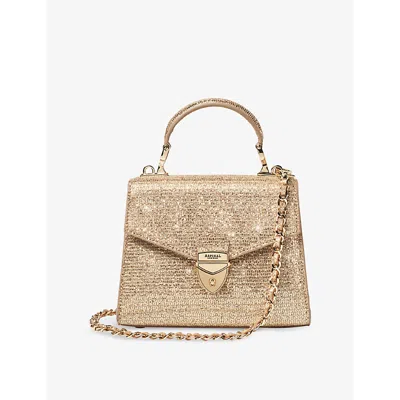 Aspinal Of London Mini Glitter Modern Mayfair Bag In Champagne