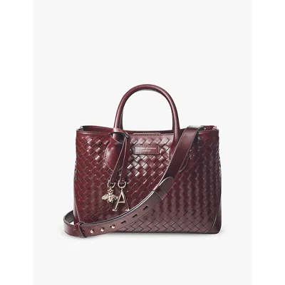 Aspinal Of London Womens Burgundy Midi London Charm Leather Tote Bag