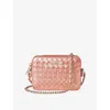 Aspinal Of London Leather Woven Milly Cross-body Bag In Blushpink Metallic