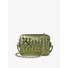 Aspinal Of London Leather Woven Milly Cross-body Bag In Green Metallic