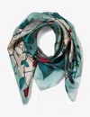 Aspinal Of London Womens Teal Robin Silk Scarf In Teal