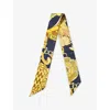 Aspinal Of London Womens Navy Skinny Silk Scarf In Brown