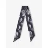 Aspinal Of London Womens Monochrome Skinny Silk Scarf In Gray