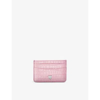 Aspinal Of London Womens Lilac Slim Shield Logo Leather Card Holder