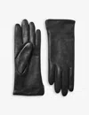 Aspinal Of London Womens Black Cashmere And Wool-blend Lined Leather Gloves In Black
