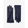 Aspinal Of London Womens Navy Cashmere And Wool-blend Lined Leather Gloves In Navy