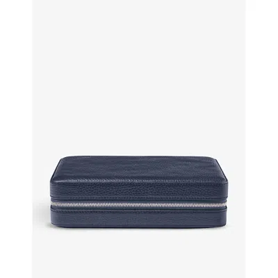 Aspinal Of London Womens Navy Travel Large Grained Leather Jewellery Case