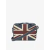Aspinal Of London Womens Brit Union Jack Leather Camera Bag In Blue