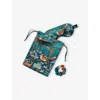 Aspinal Of London Womens Fig Woodland-print Silk Eyemask And Scrunchie Set In Blue