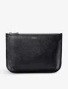 Aspinal Of London Womens Black Ella Large Logo-print Grained-leather Pouch In Black