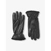 Aspinal Of London Womens Black Logo-embossed Shearling-lined Leather Gloves In Black