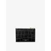 Aspinal Of London Womens Black Crocodile-embossed Leather Double-sided Card Holder In Black