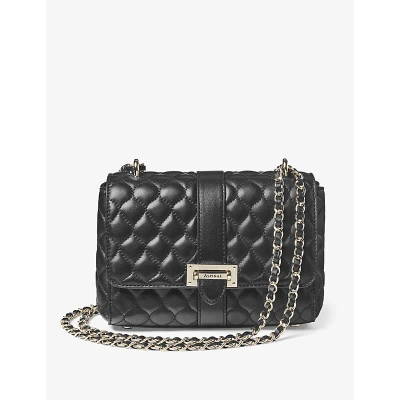 Aspinal Of London Womens Black Lottie Branded-hardware Quilted Leather Shoulder Bag