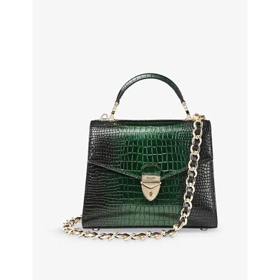 Aspinal Of London Womens Black Mayfair Mock-croc Leather Shoulder Bag