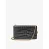 Aspinal Of London Womens Paloma Crocodile-embossed Resin Clutch Bag Black