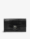 Aspinal Of London Womens Black Removable-insert Patent Crocodile-embossed Leather Travel Wallet In Black