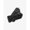 Aspinal Of London Womens Black Three-point Stitched Cashmere And Wool-blend Lined Leather Gloves In Black