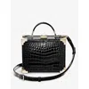 Aspinal Of London Womens Black Trunk Crocodile-embossed Leather Cross-body Bag In Black