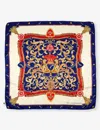 Aspinal Of London Womens Blue Signature Shield Silk Scarf In Blue
