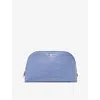 Aspinal Of London Womens  Classic Croc-embossed Leather Cosmetic Case In Capri Blue