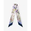 Aspinal Of London Womens Edwardian Garden Silk Twill Scarf Capri Blue