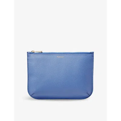 Aspinal Of London Womens  Ella Large Grained Leather Pouch In Capri Blue