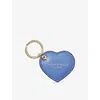 Aspinal Of London Womens  Heart Logo-print Grained-leather Keyring In Capri Blue