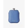 Aspinal Of London Womens  Polished 5oz Stainless-steel Hip Flask With Grained Leather Pouch In Capri Blue