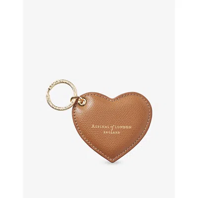 Aspinal Of London Womens Caramel Heart Saffiano-leather Keyring In Burgundy