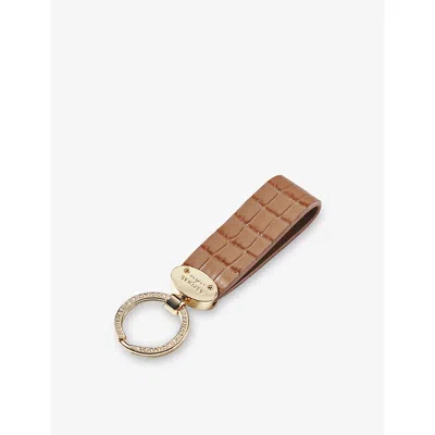 Aspinal Of London Womens Caramel Snakeskin Loop Leather Keyring In Burgundy