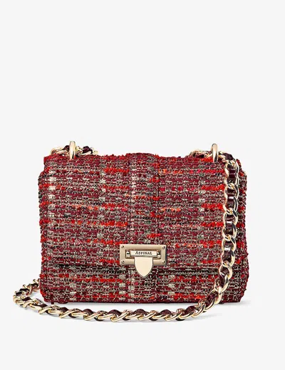 Aspinal Of London Lottie Metallic-tweed Leather Shoulder Bag In Cardinalred