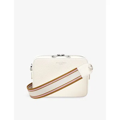 Aspinal Of London Womens Chalk White Camera Grained Leather Crossbody Bag
