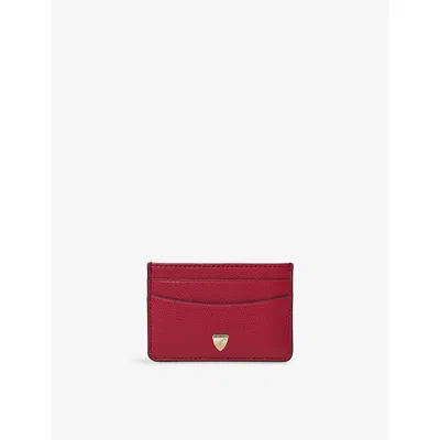 Aspinal Of London Womens Cherry Branded Leather Card Holder In Red