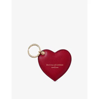 Aspinal Of London Womens Cherry Heart Saffiano-leather Keyring In Red