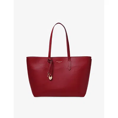 Aspinal Of London Womens Cherry Zipped East West Leather Tote In Burgundy