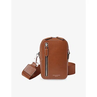 Aspinal Of London Womens Chestnut Reporter Branded Leather Cross-body Bag In Pink