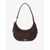 Aspinal Of London Womens Hudson Crescent Small Suede Shoulder Bag Chocolate In Brown