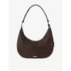 Aspinal Of London Womens Hudson Crescent Suede Shoulder Bag Chocolate In Brown