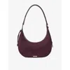Aspinal Of London Womens Hudson Crescent Small Suede Shoulder Bag Claret In Burgundy