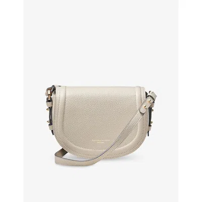 Aspinal Of London Womens Dove Grey Stella Branded Leather Satchel