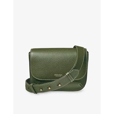 Aspinal Of London Womens Racing Green Ella Logo-print Leather Cross-body Bag