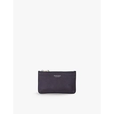 Aspinal Of London Womens Navy Ella Zipped Leather Card Holder In Blue