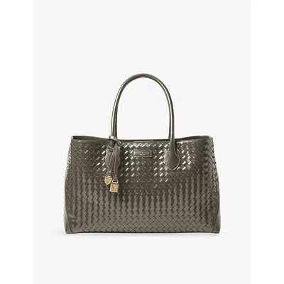 Aspinal Of London Womens Evergreen London Woven Leather Tote Bag In Green