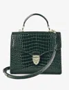Aspinal Of London Womens Evergreen Mayfair Large Croc-embossed Leather Top-handle Bag In Evergreen