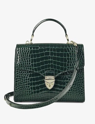 Aspinal Of London Womens Evergreen Mayfair Large Croc-embossed Leather Top-handle Bag
